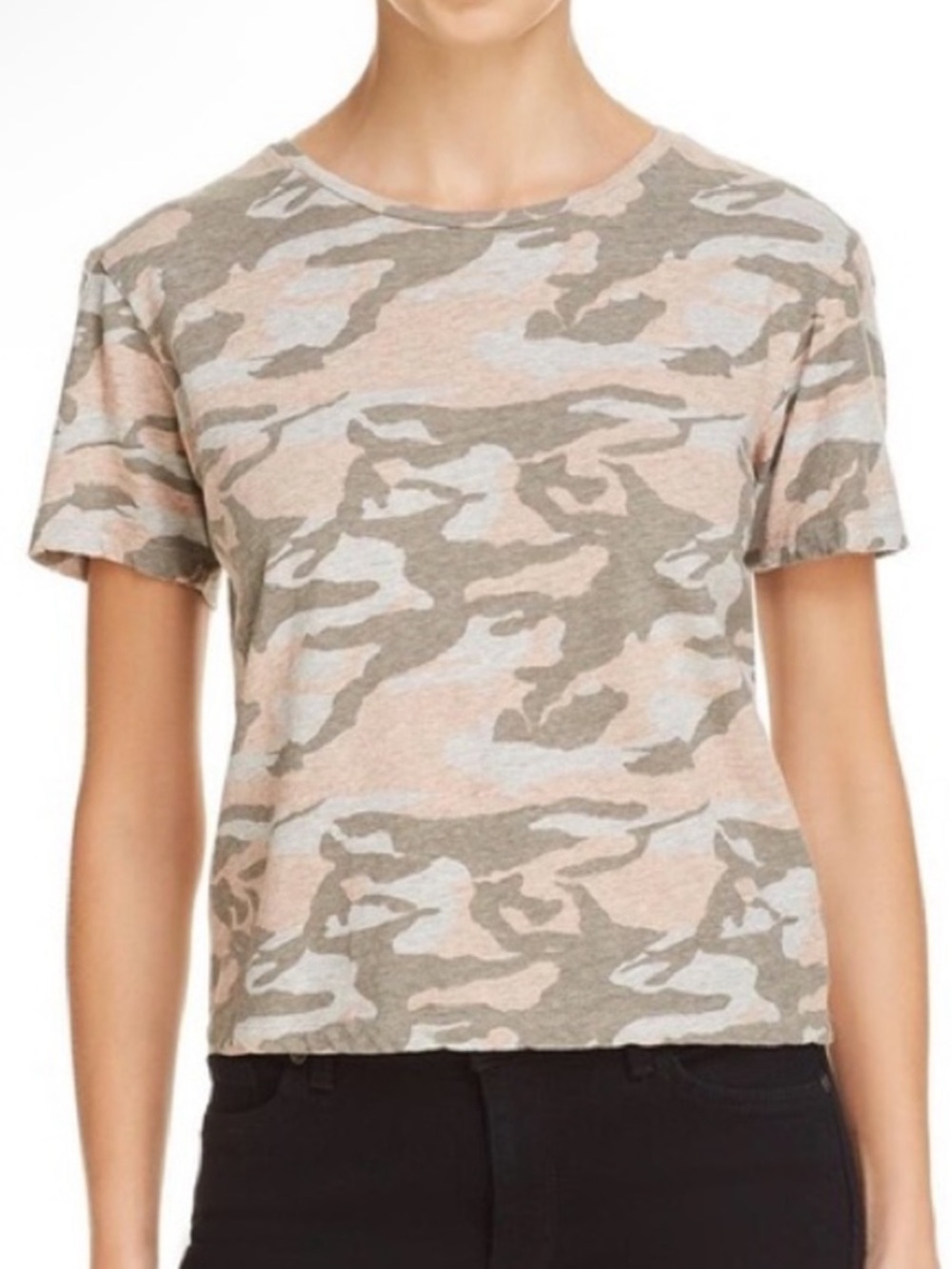Monrow Grey and Tan Camo Boxy Tee